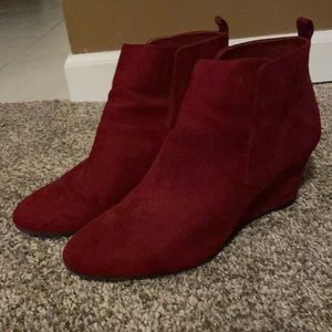 burgundy suede forever 21 booties